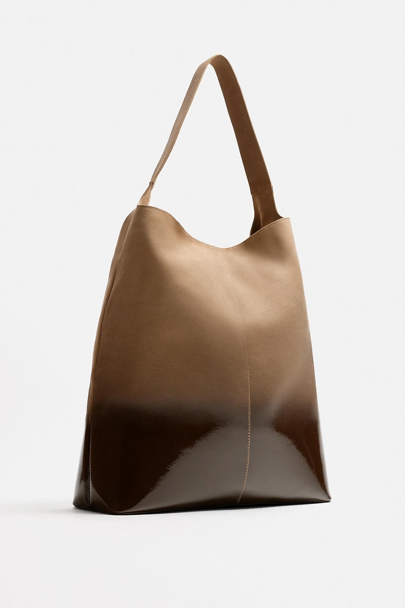 LACQUERED LEATHER SHOPPER BAG