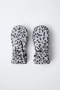NYLON ANIMAL PRINT WINDPROOF MITTENS
