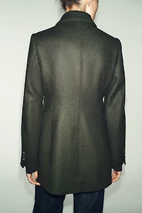 DOUBLE BREASTED WOOL BLEND COAT