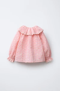 GINGHAM BLOUSE WITH EMBROIDERED FLOWERS