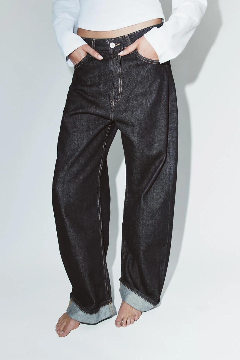 TRF MID-RISE BAGGY FOLDED JEANS