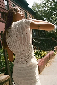 RUFFLED CUTWORK BLOUSE