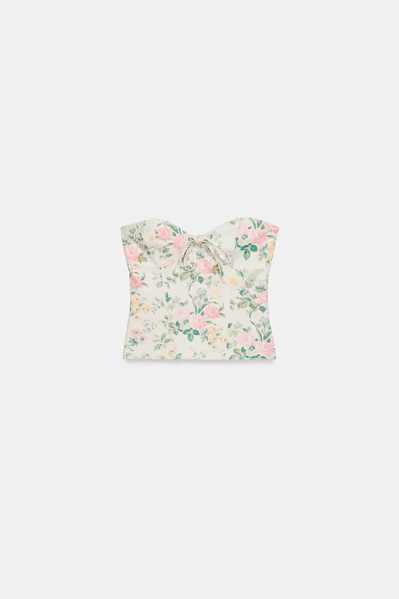 CORSET À FLEURS ET NŒUD