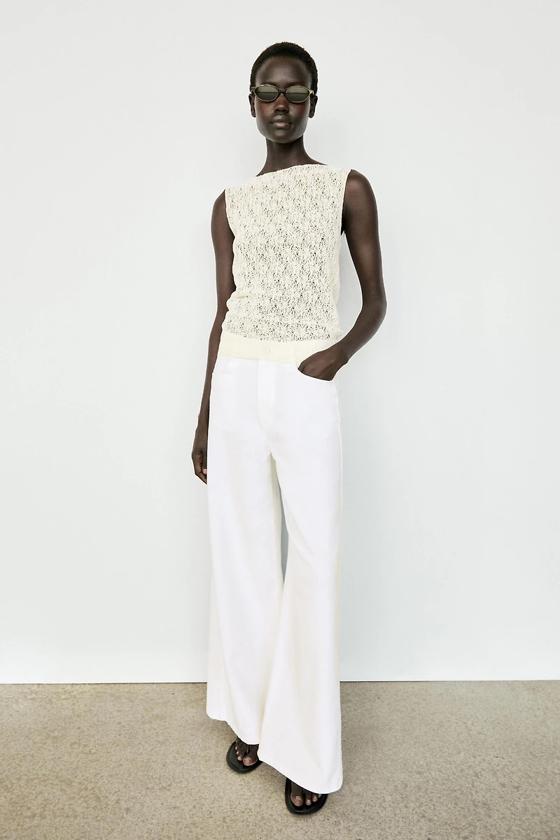 Sleeveless open-knit top