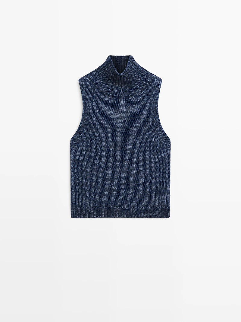 Turtleneck knit vest