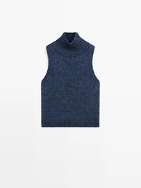 Turtleneck knit vest