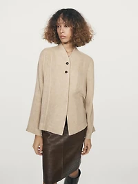 Wool blend overshirt with visible buttons