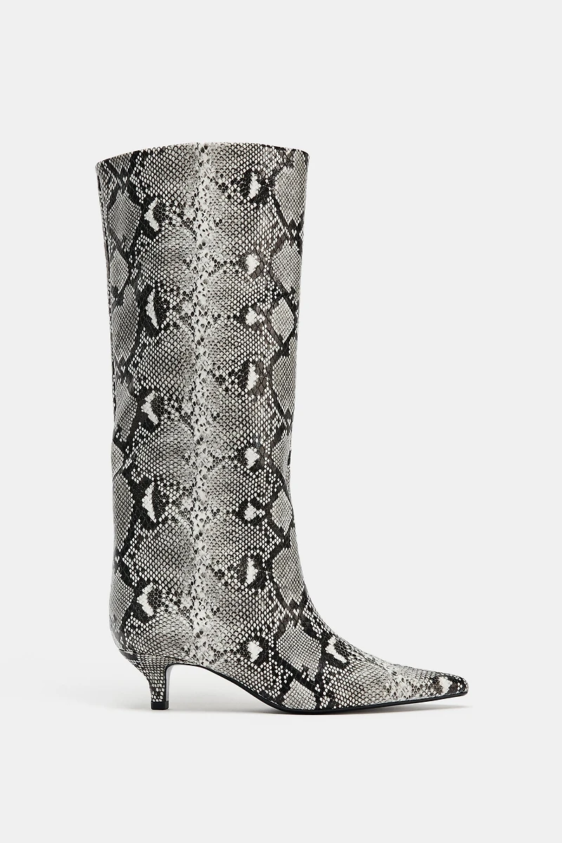 ANIMAL PRINT HEELED BOOTS