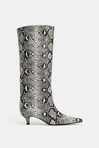 ANIMAL PRINT HEELED BOOTS