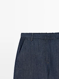 Total look linen blend wide-leg jeans