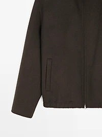 Wool blend high neck jacket