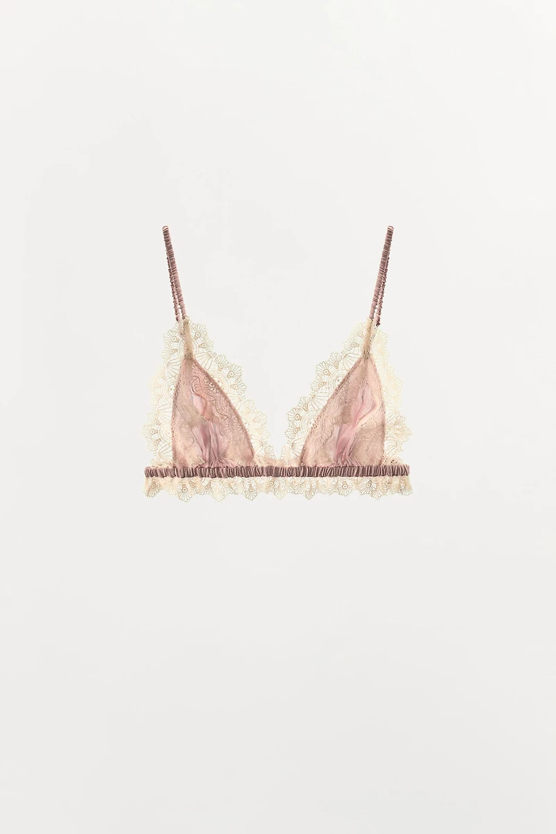 STRIPED LACE BRA