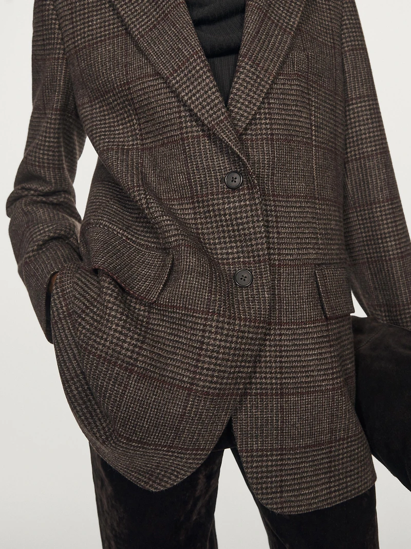 Check wool blend blazer