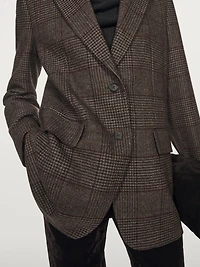 Check wool blend blazer