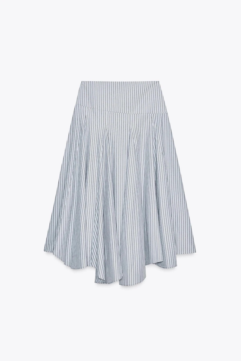 STRIPED MIDI SKIRT