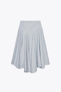 STRIPED MIDI SKIRT