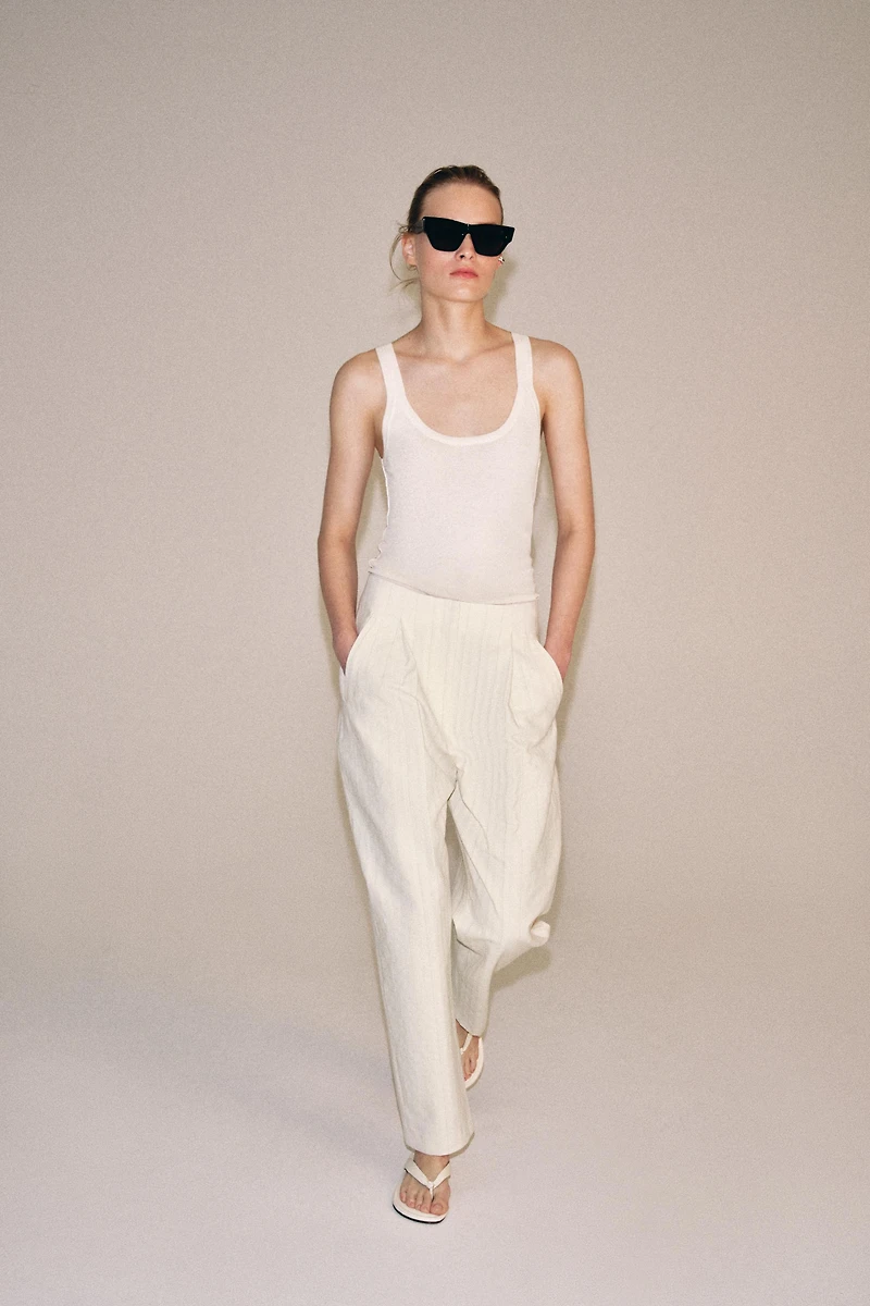 ZW COLLECTION STRIPED BARREL PANTS