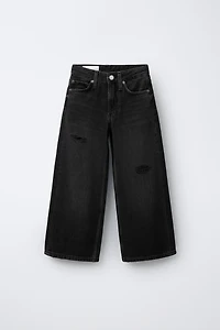 RIPPED WIDE LEG JEANS