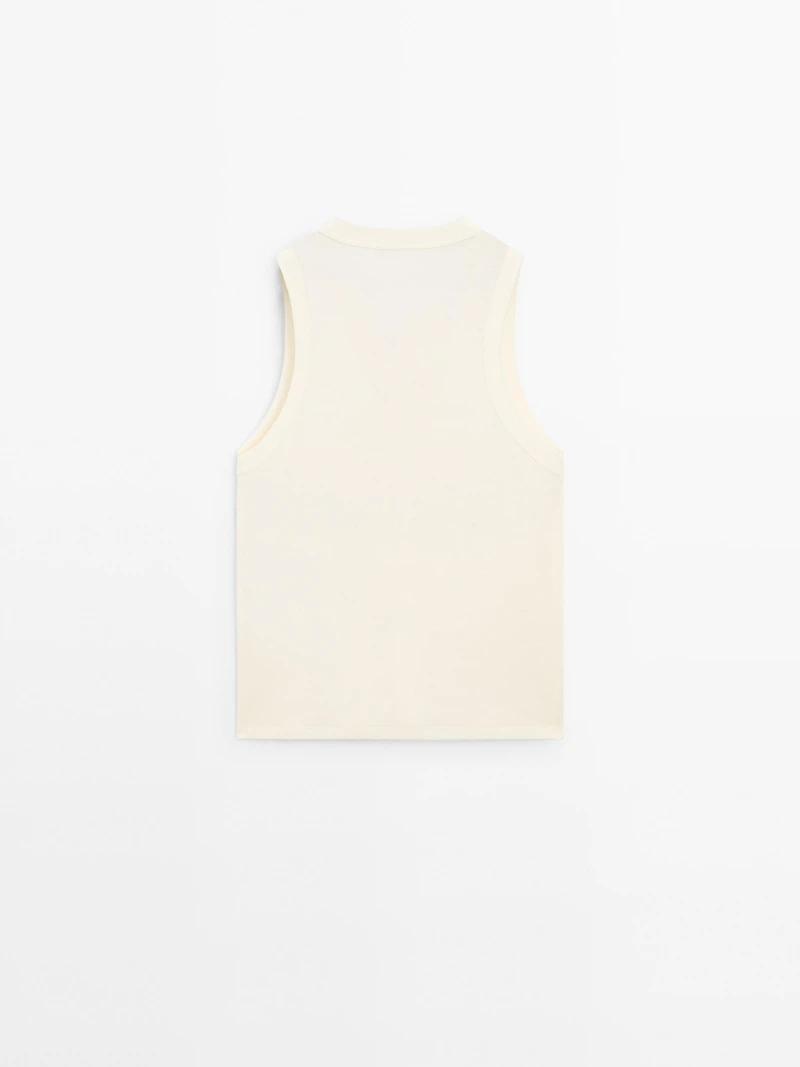 Mercerised cotton V-neck T-shirt