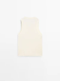 Mercerised cotton V-neck T-shirt