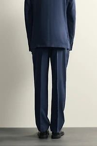 LINEN AND WOOL BLEND REGULAR FIT SUIT PANTS
