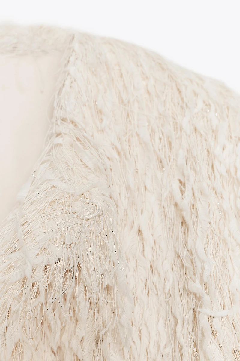FEATHER FRINGE METALLIC THREAD JACKET