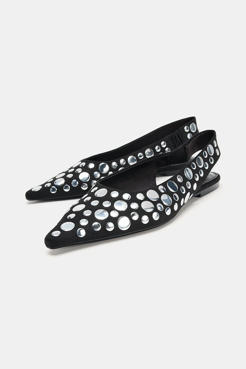 STUDDED SLINGBACK FLATS