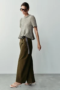 PEPLUM OPEN KNIT TOP