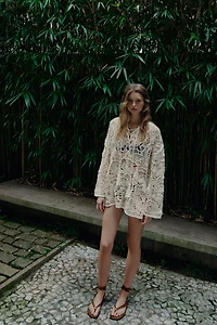 OPEN-KNIT TASSEL DRESS