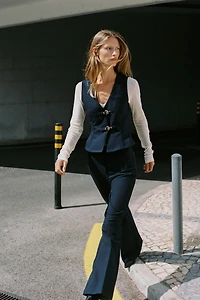 BUCKLED FLARE PANTS