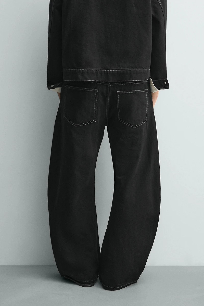 BARREL FIT PANTS WITH FIREMAN CLASP