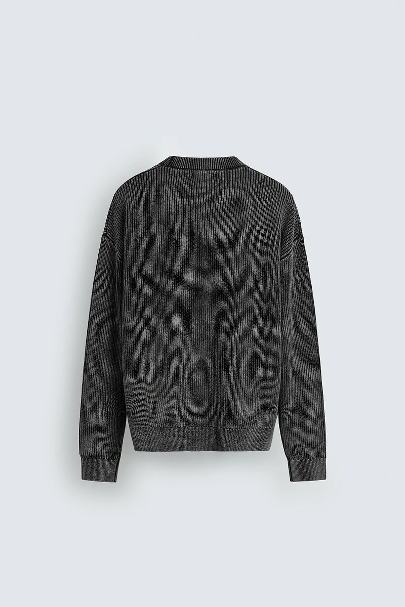 WASHED RIBBED TEXTURED JUMPER