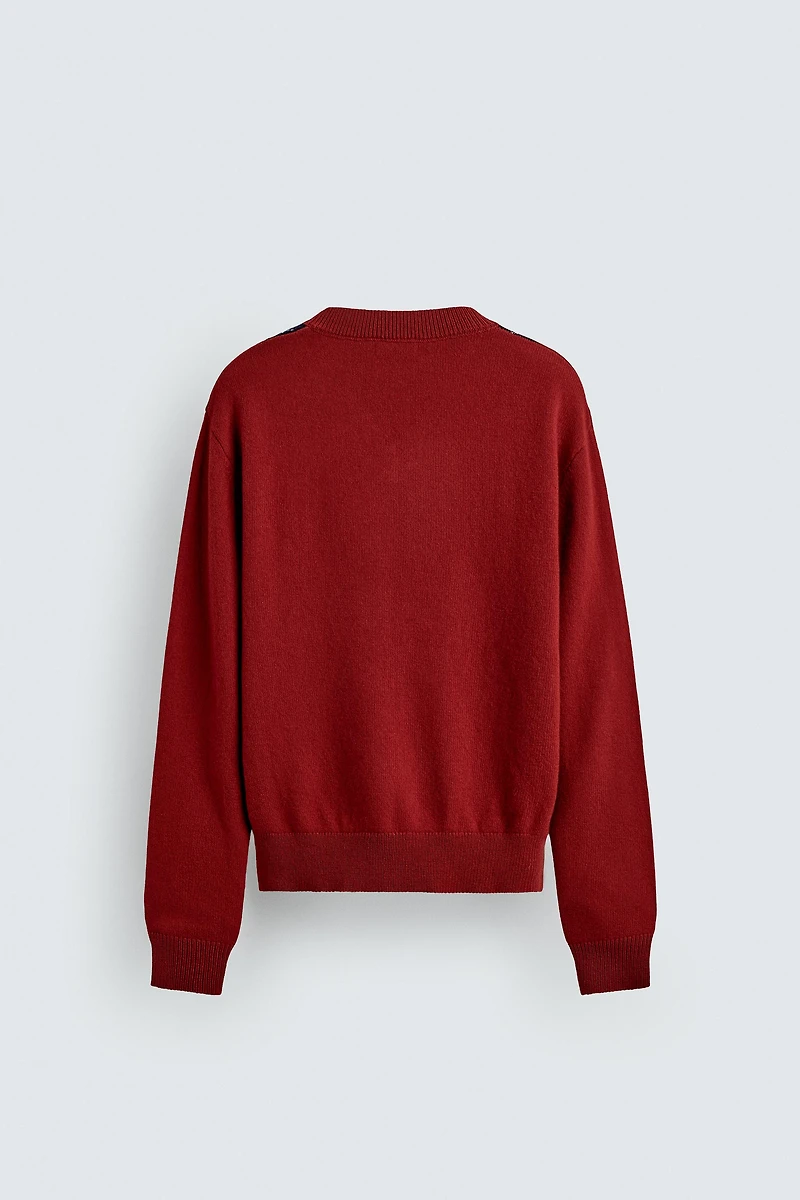 100% WOOL JACQUARD DIAMOND JUMPER