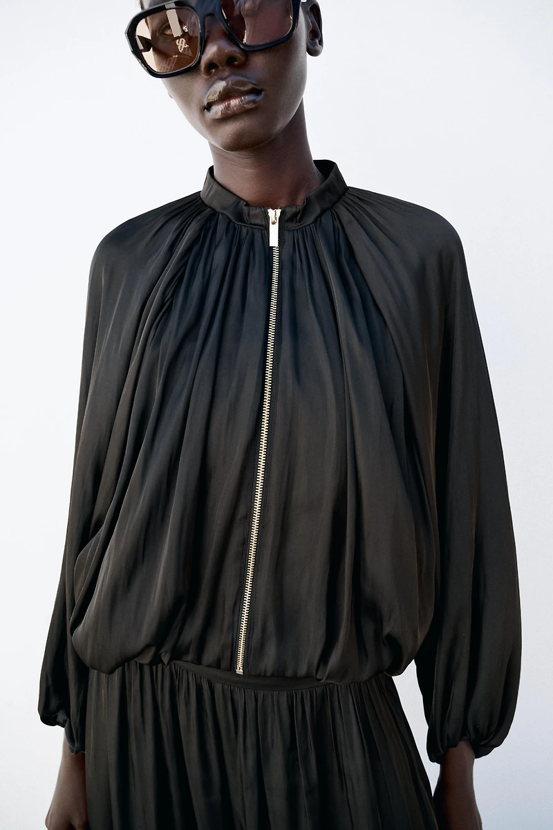SATIN EFFECT BOMBER JACKET
