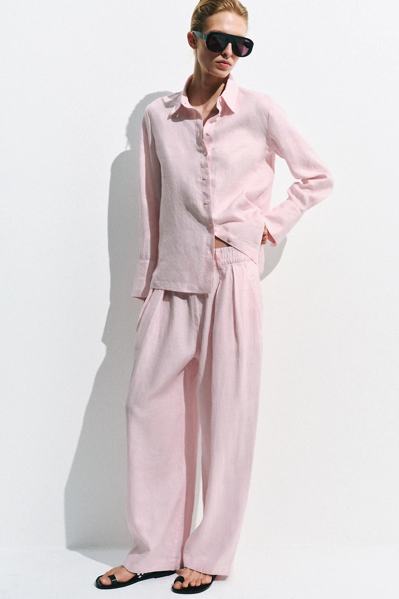 ZW COLLECTION 100% LINEN PLEATED PANTS
