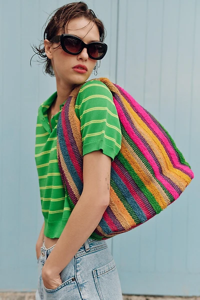 100% JUTE STRIPED PRINT BAG
