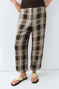 Pantalon bouffant imprimé à carreaux
