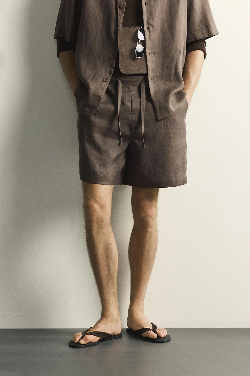 100% LINEN RELAXED FIT SHORTS
