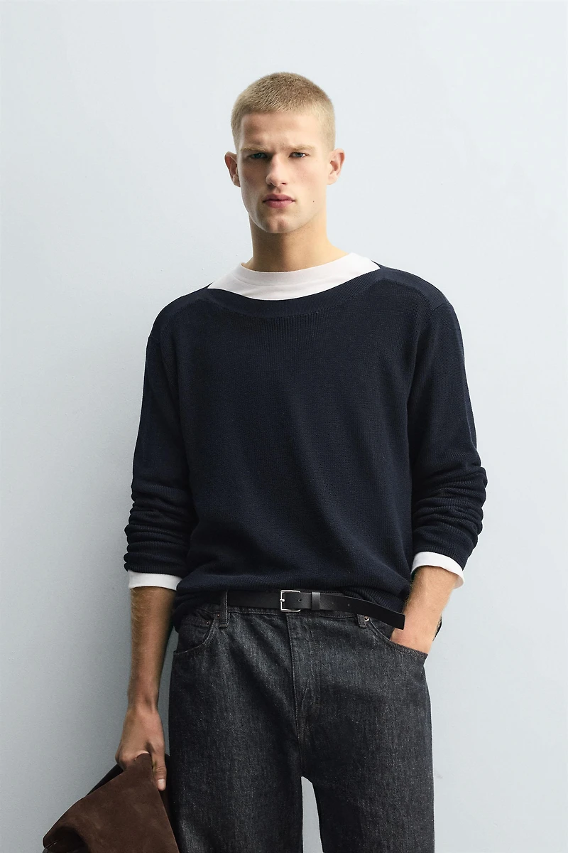 MERCERIZED FINISH TEXTURED SWEATER