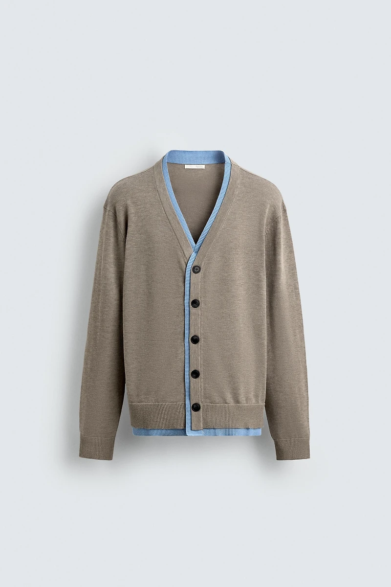 CONTRAST TRIM CARDIGAN