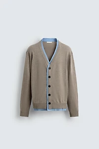 CONTRAST TRIM CARDIGAN