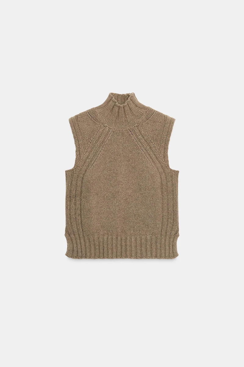 WOOL BLEND HIGH NECK VEST