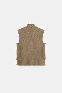 WOOL BLEND HIGH NECK VEST