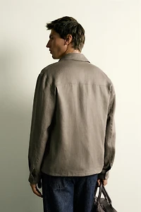 100% LINEN ZIP OVERSHIRT