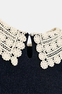 CROCHET KNIT SHORT SLEEVE JUMPER