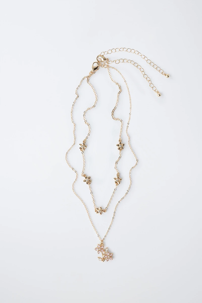 PACK OF TWO FLOWER NECKLACES