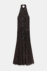 SEQUIN HALTER DRESS