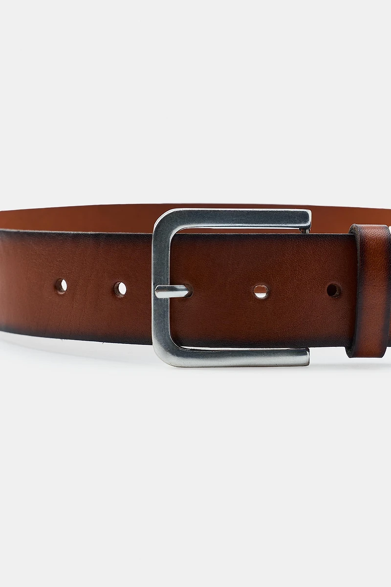 100% WASHED EFFECT LEATHER BELT