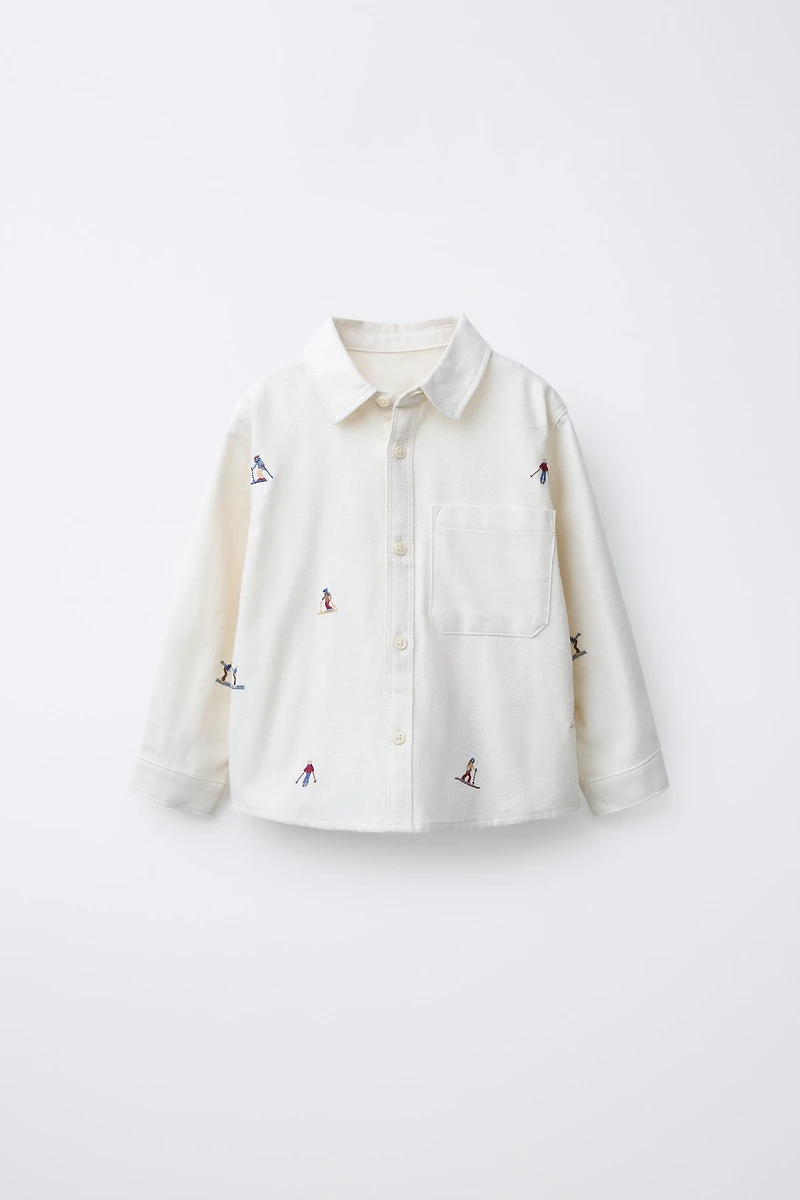 SOFT-TOUCH EMBROIDERED SKIERS SHIRT