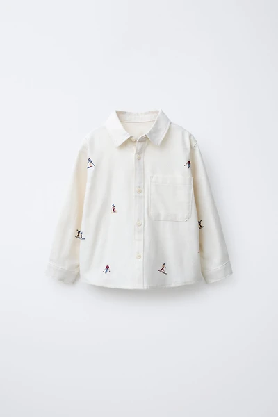 SOFT-TOUCH EMBROIDERED SKIERS SHIRT